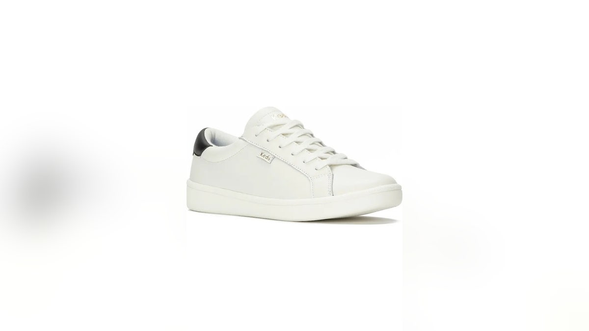 Kick off the season with a fresh pair of white sneakers.