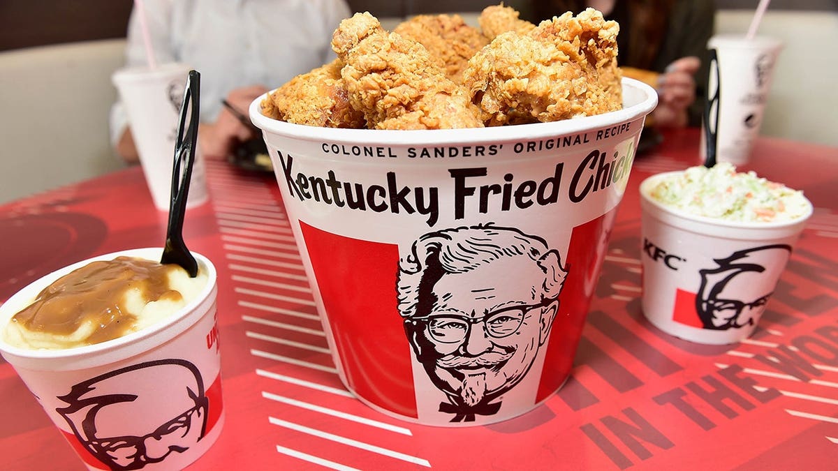 Promotional atmosphere inside a KFC restaurant in Orangeburg, South Carolina