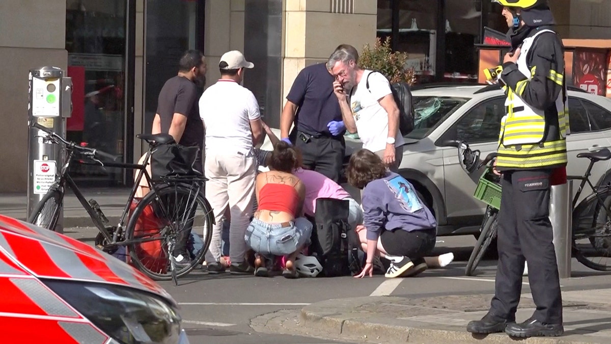 Car rams into a crowd in Leipzig, Germany.