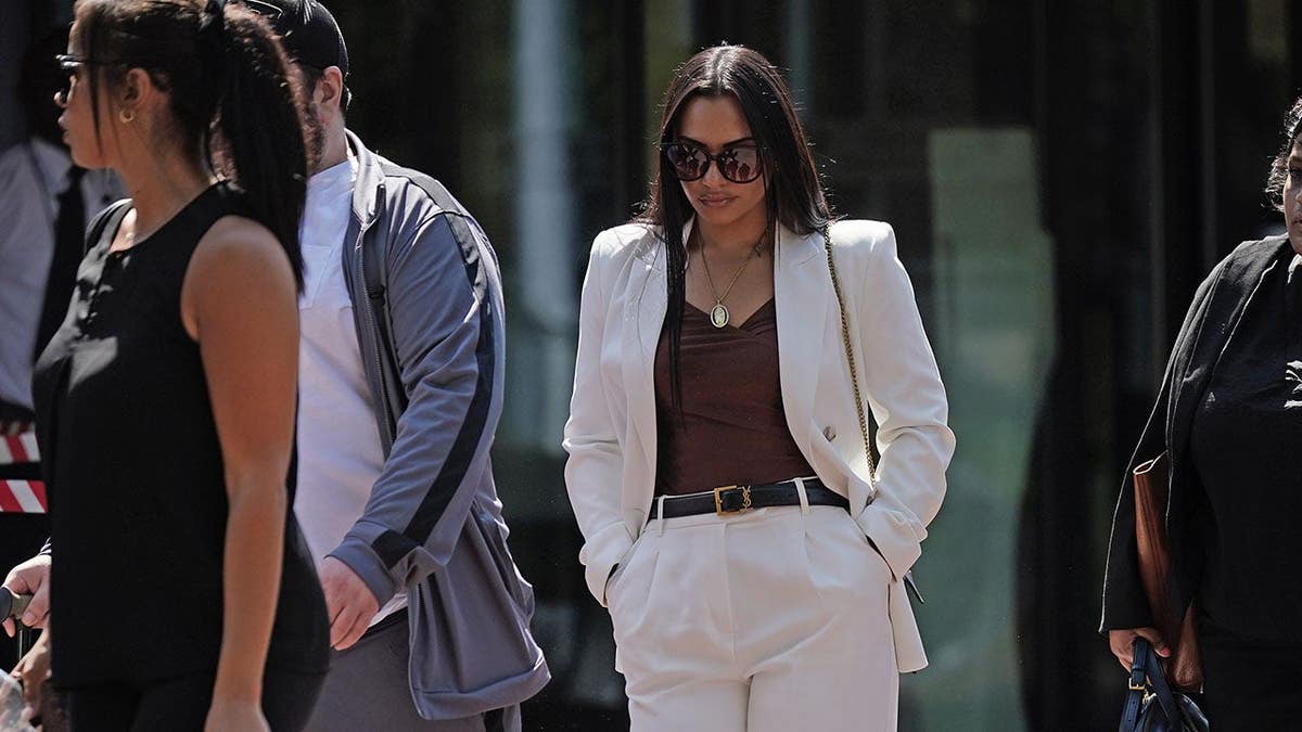Linda De Sousa Abreu walking outside Isleworth Crown Court in west London