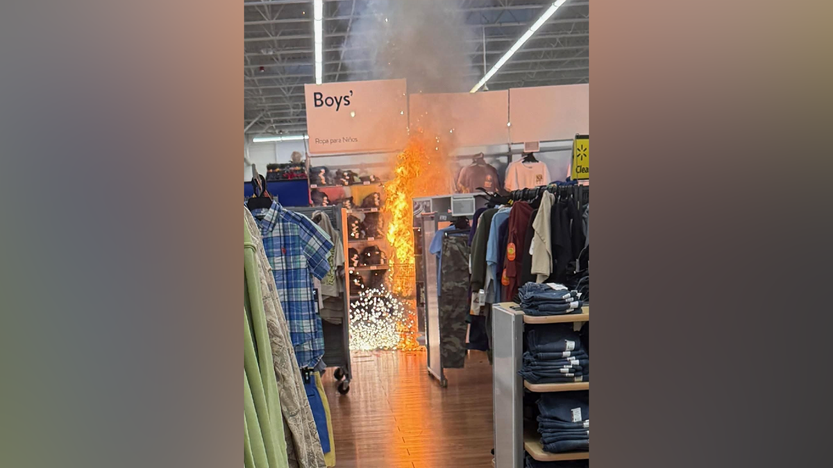 A sparking fire was seen inside the Maryland Walmart store near the boy's clothing section.