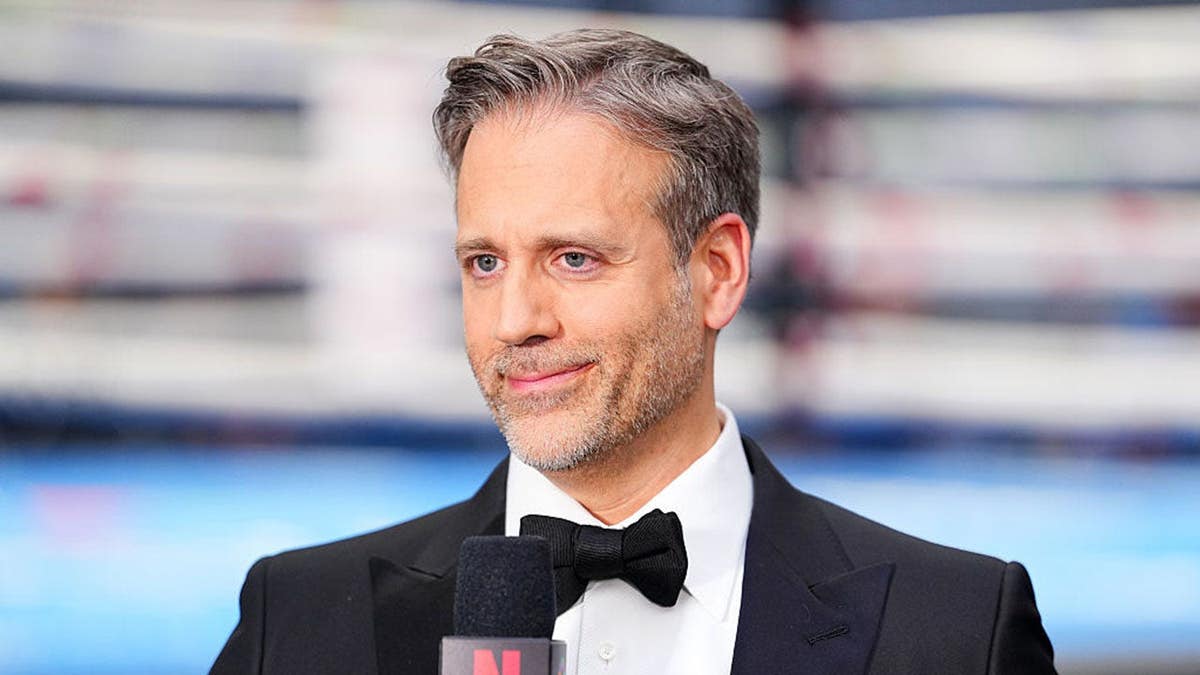 Commentator Max Kellerman looking on during a super middleweight boxing bout at Allegiant Stadium