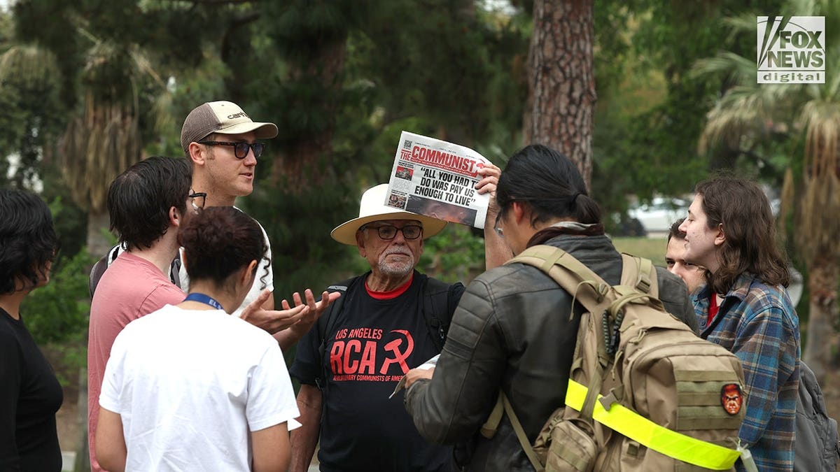 Activists preparing for a May Day march in Los Angeles