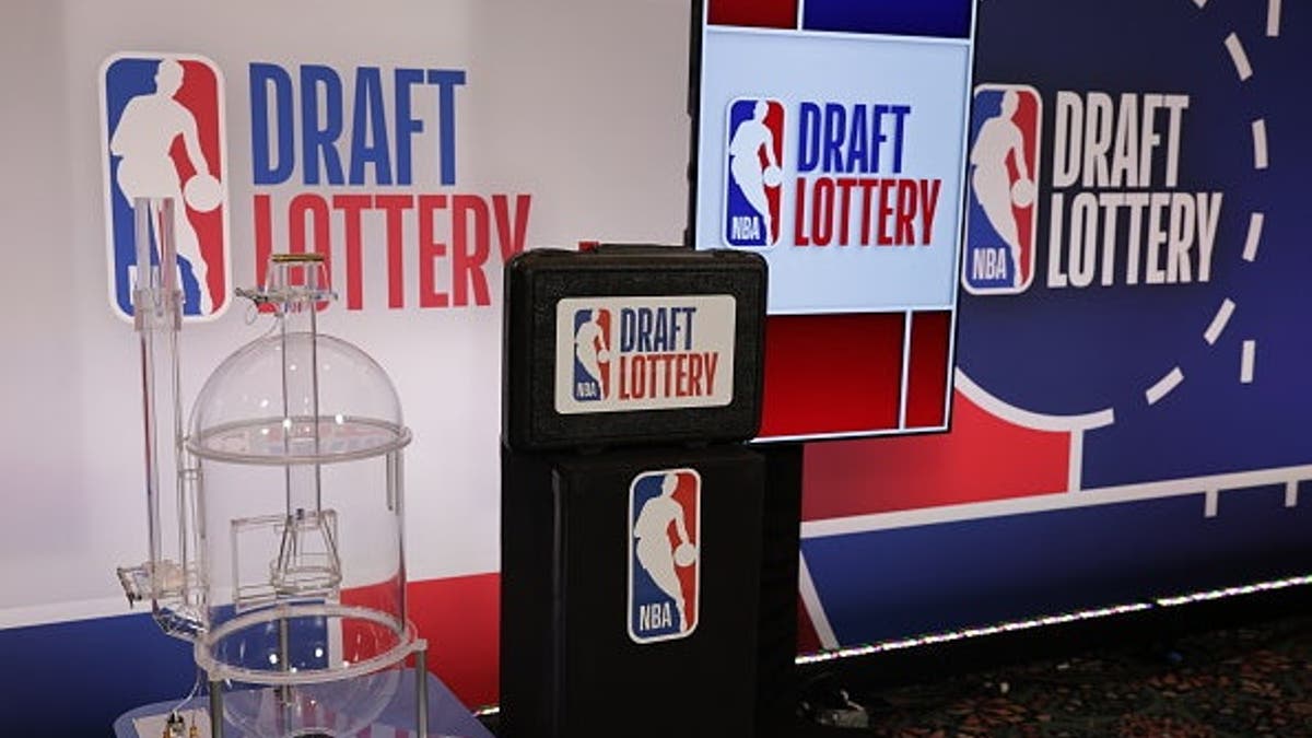 Signage displayed at the 2026 NBA Draft Lottery event at Navy Pier in Chicago