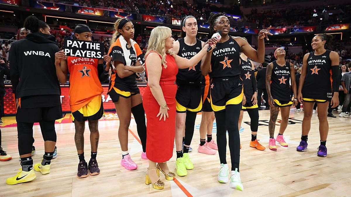 Nneka Ogwumike being interviewed by Holly Rowe at WNBA All-Star Game