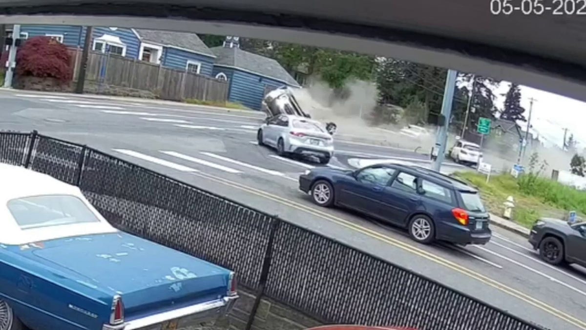 A suspect's car rolled over during a police chase