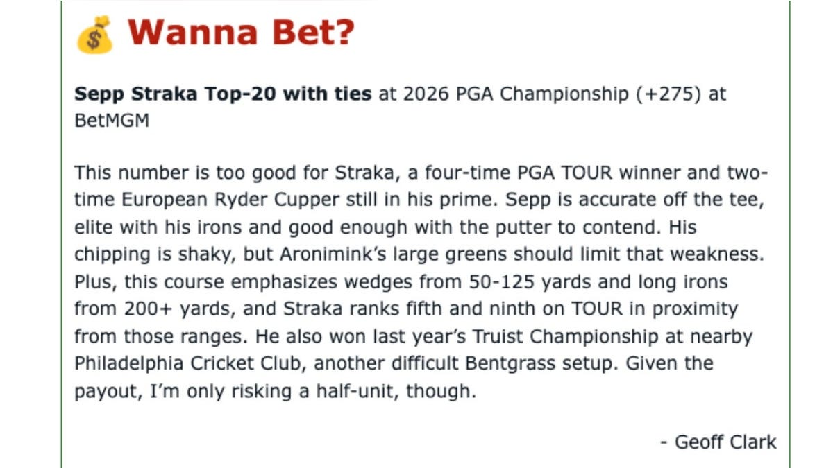 Geoff Clark's best bet for the 2026 PGA Championship at Aronimink Golf Club