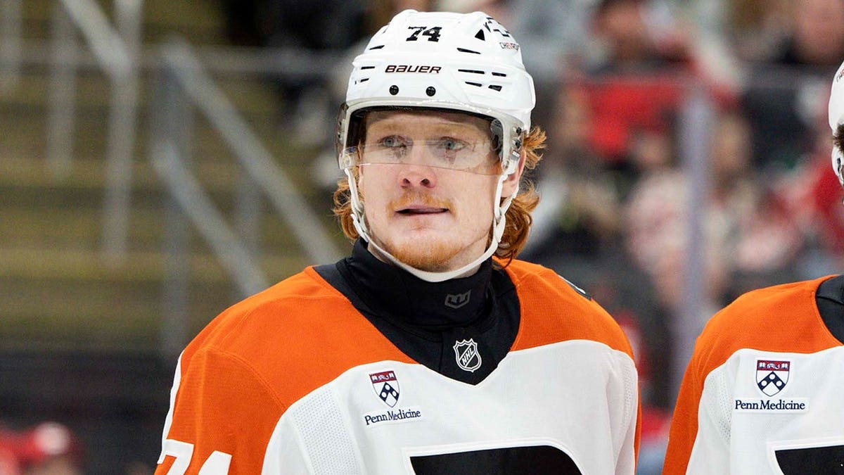 Philadelphia Flyers close wings Owen Tippett and Tyson Foerster taking a interruption connected the crystal astatine Prudential Center