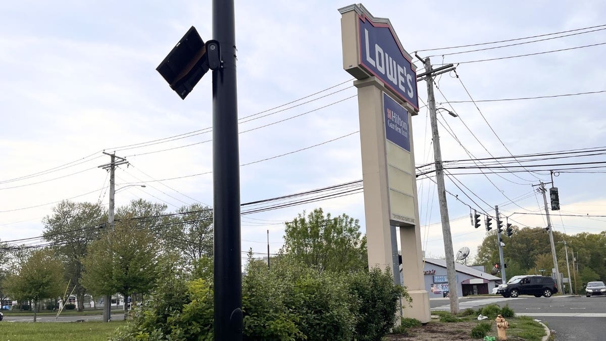 A camera in a Lowe's parking lot