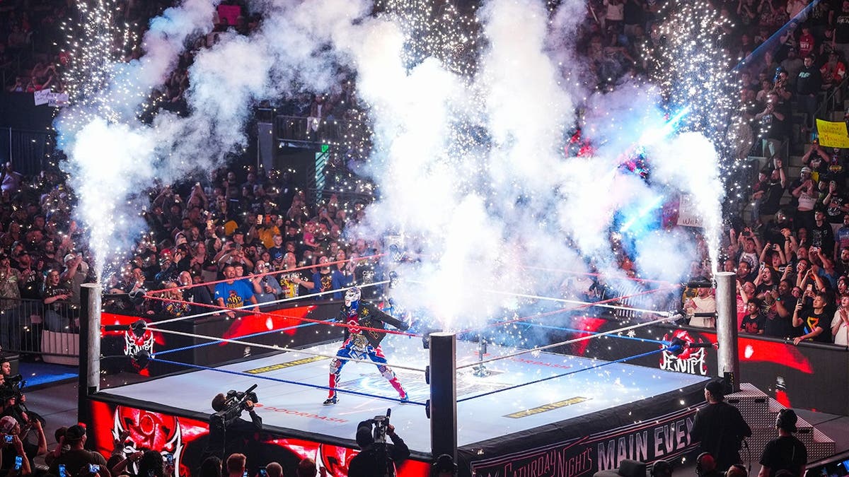 Penta entering the wrestling ring at Allen County War Memorial Coliseum in Fort Wayne
