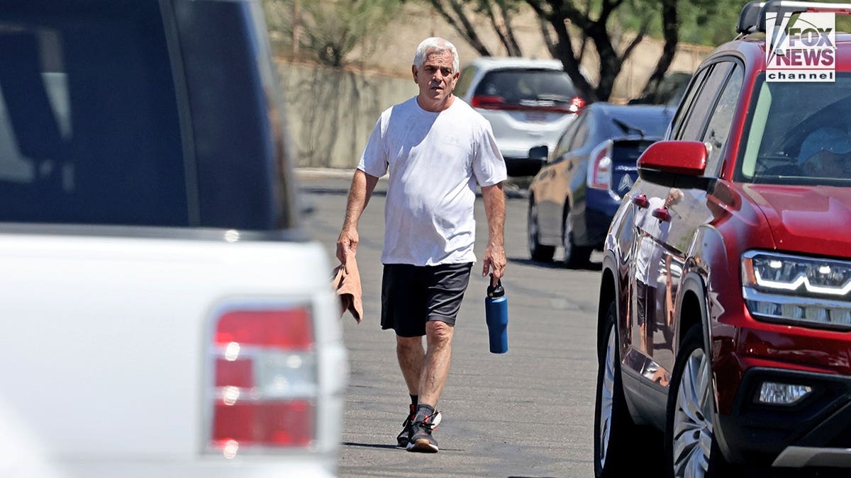 Pima County Sheriff Chris Nanos leaving a gym in Tucson, Arizona