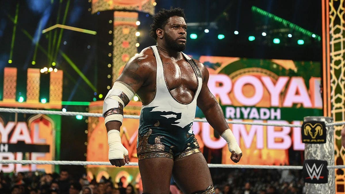 Royce Keys looking on in the ring during WWE Royal Rumble in Riyadh