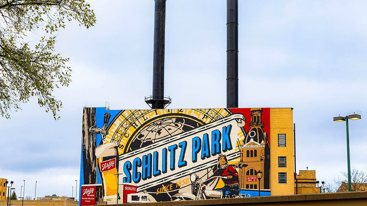 A vintage Schlitz Park billboard