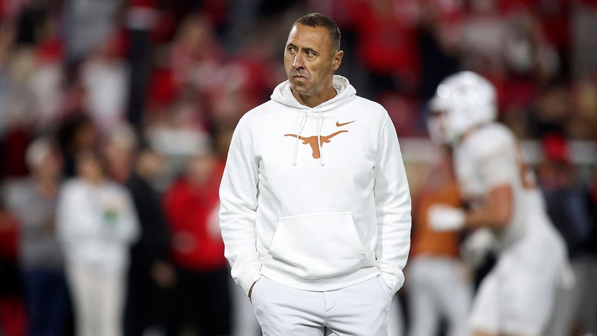 Texas Longhorns head coach Steve Sarkisian looks out at Sanford Stadium