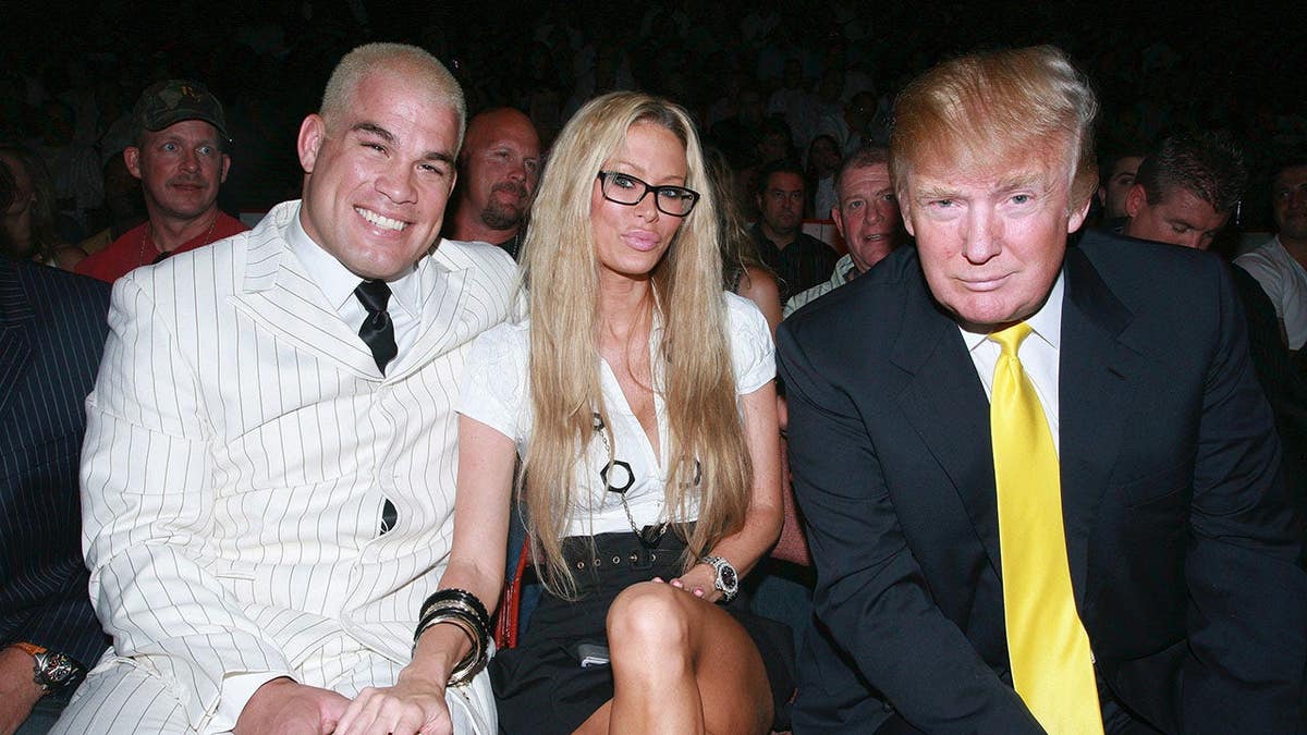 Mixed martial artist Tito Ortiz, adult actress Jenna Jameson and real estate mogul Donald Trump standing together at an event