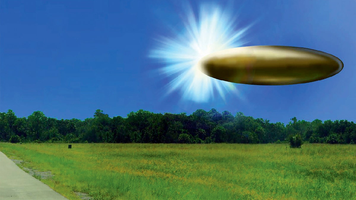 apparent ellipsoid bronze metallic UFO