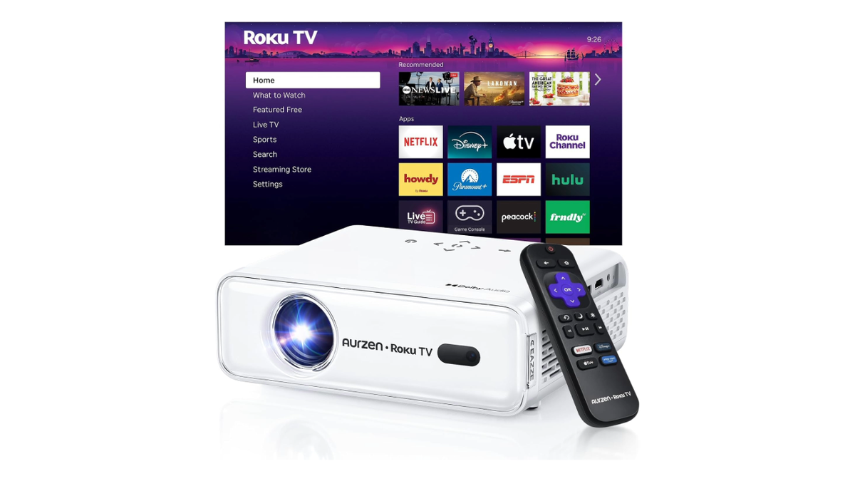 Stream straight from the projector with Roku built in.