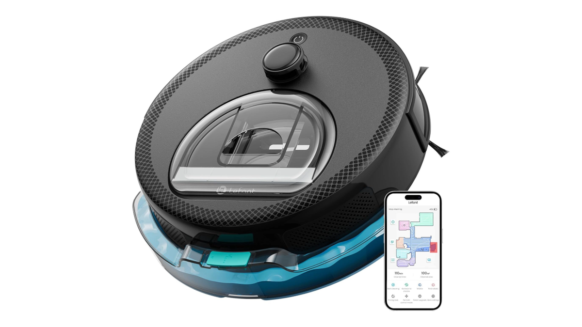 This robot vacuum cleans floors quickly and efficiently.