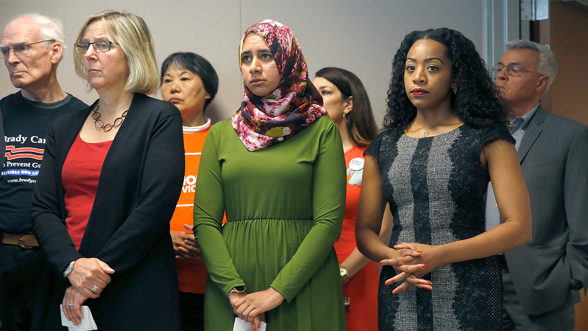 Zahra Billoo of CAIR-CA stands with community members at a public event in California