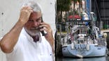 Brian Hooker (L) and his sailboat (R)