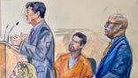 Sketch of Cole Allen standing in front of Magistrate Judge Zia Faruqui with attorneys present in courtroom