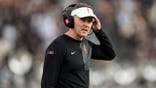 Southern California Trojans head coach Lincoln Riley standing on the sidelines at Ross-Ade Stadium