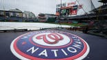 Washington Nationals logo displayed in Nationals Park stadium.