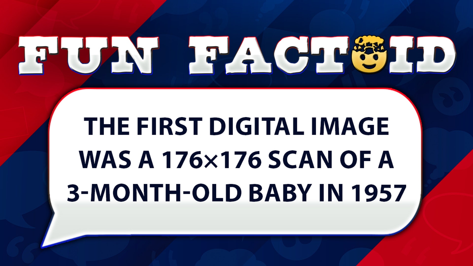 The first digital image was a 176×176 scan of a 3-month-old baby in 1957