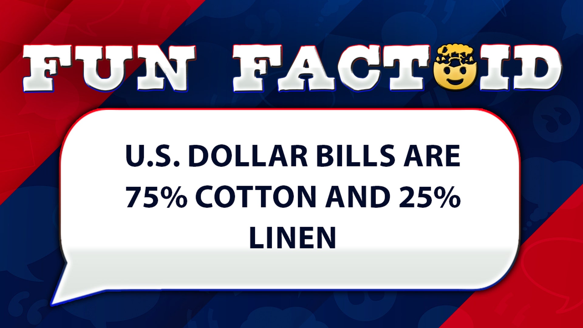 U.S. dollar bills are 75% cotton and 25% linen
