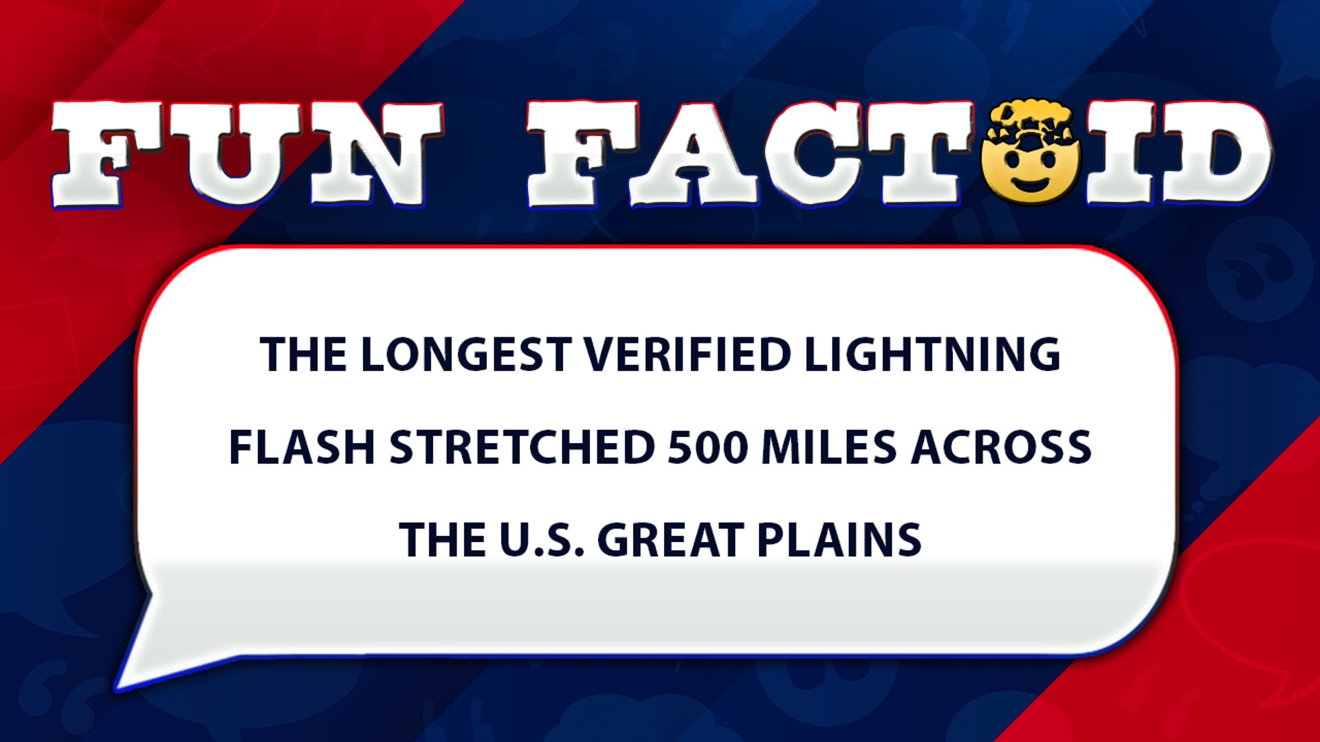 The longest verified lightning flash stretched 500 miles across the U.S. Great Plains.