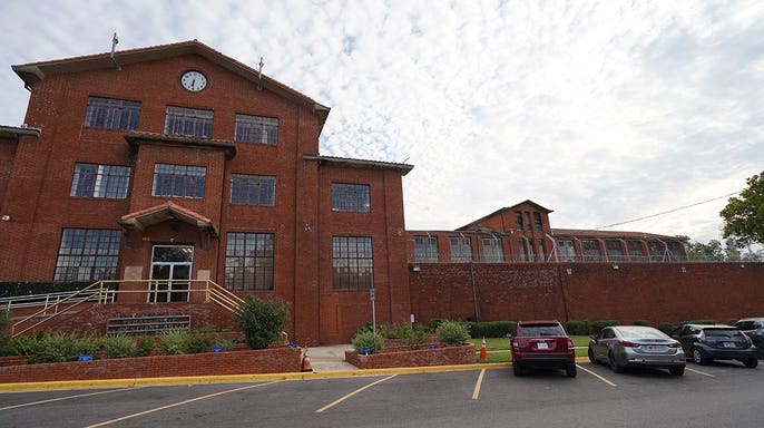 The Huntsville Unit prison building in Huntsville, Texas
