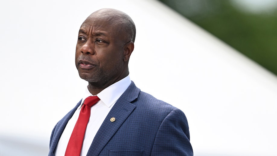 Senator Tim Scott, a Republican from South Carolina, waits to be interviewed during the National Jubilee of Prayer, Praise & Thanksgiving on the National Mall in Washington, DC, US, on Sunday, May 17, 2026. The US is hosting a series of events throughout 2026 to celebrate the country's 250th anniversary.