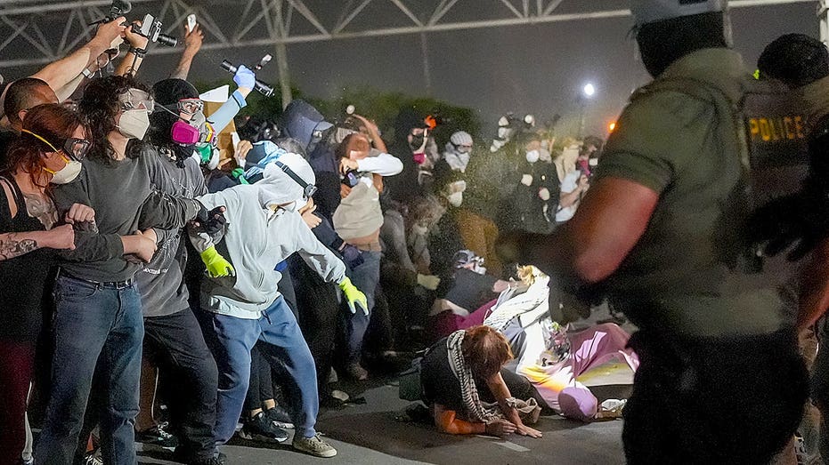 WATCH: Police absent from Delaney Hall chaos as agitators block ICE vehicles and agents use pepper spray