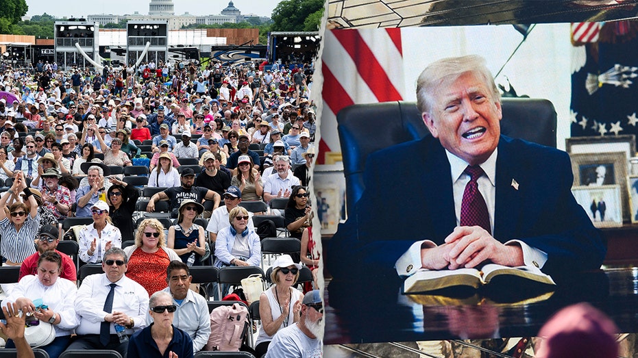 Trump reads Bible as thousands pack National Mall for America 250 prayer rally