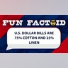 U.S. dollar bills are 75% cotton and 25% linen