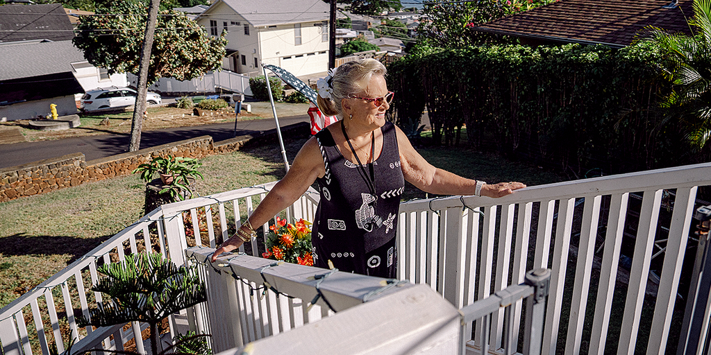 sandra may outside home