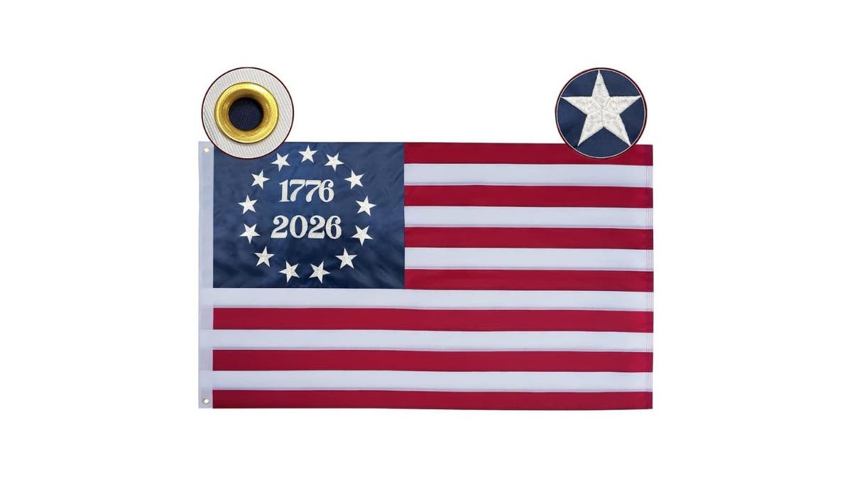 This Betsy Ross-inspired flag showcases the original 13 colonies.