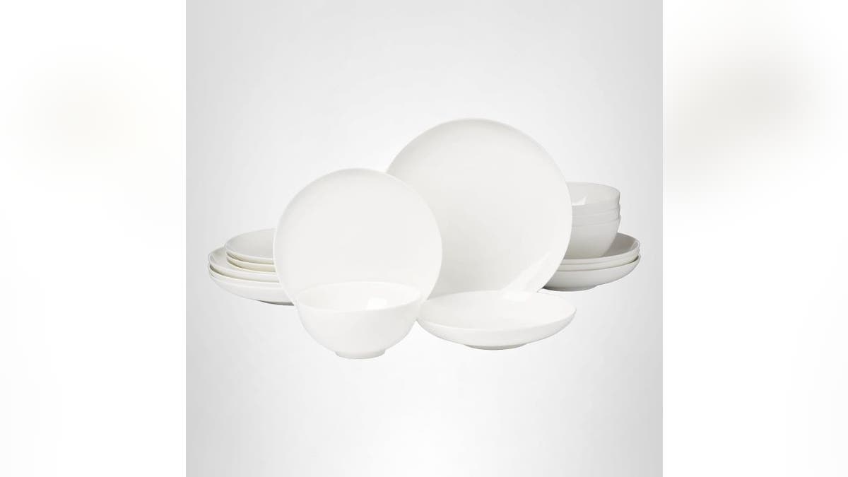 Get enough plates and bowls for four people. 
