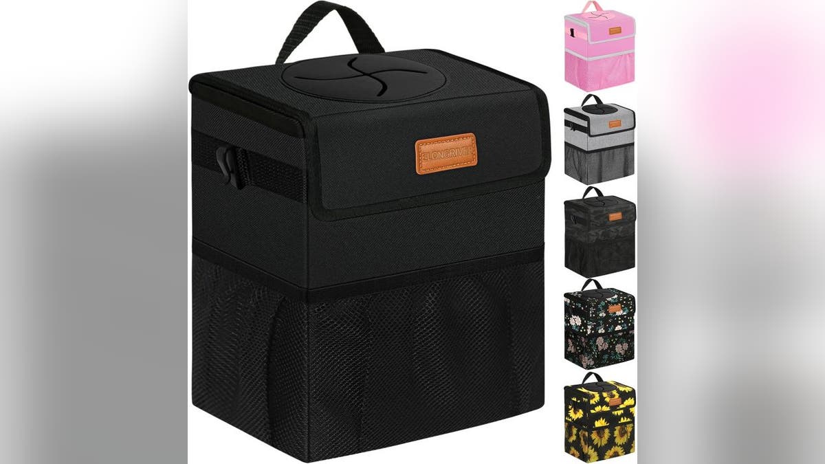 Store your trash in this portable can.