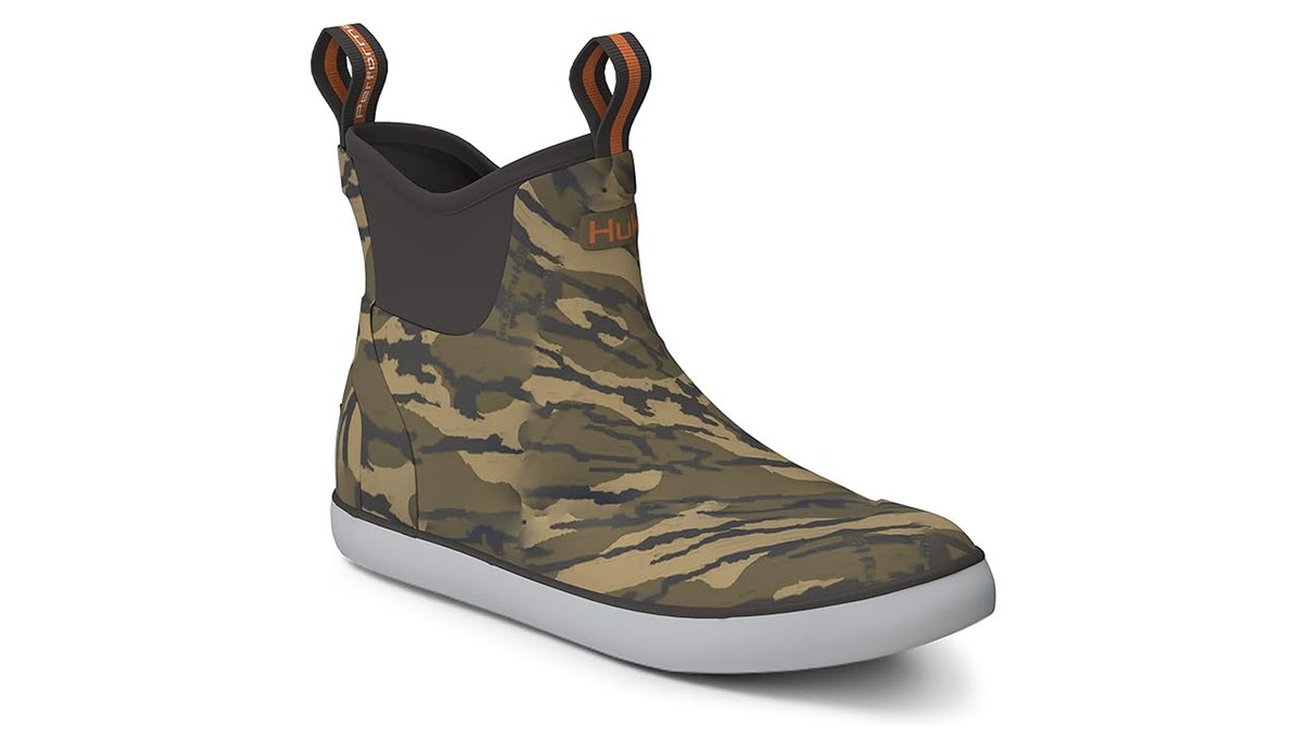 A pair of short, waterproof boots keep your feet dry while fishing.