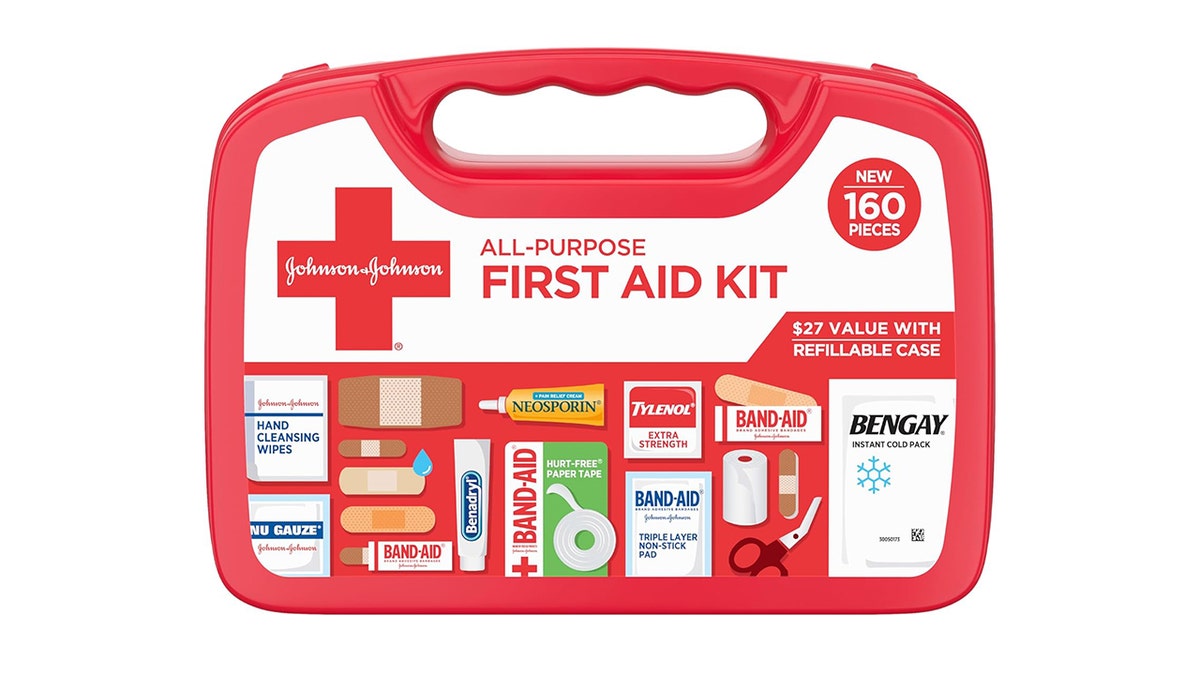 This compact first aid kit packs 160 essentials.