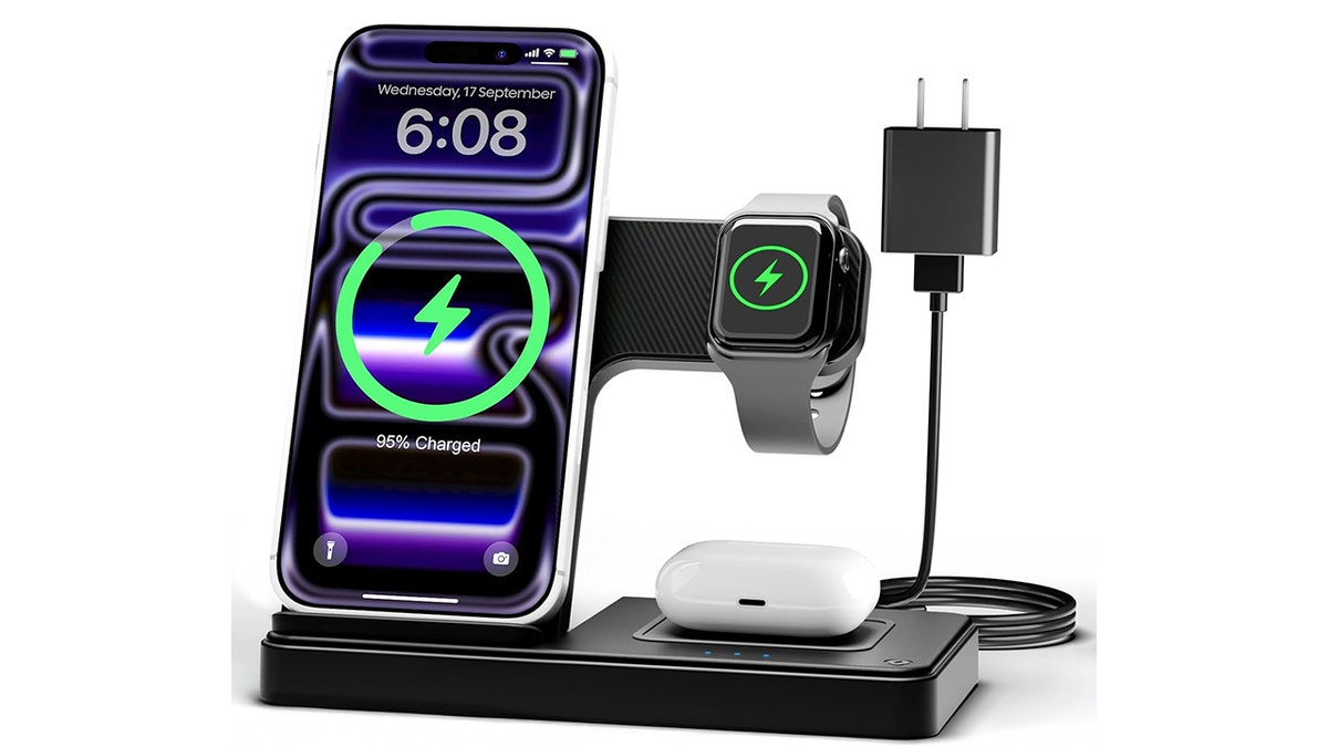 Three devices charge quickly and all at once.