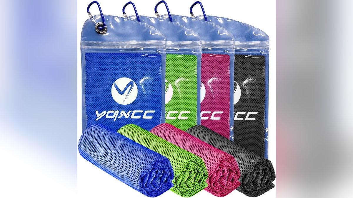 These cooling towels help regulate your body temperature.