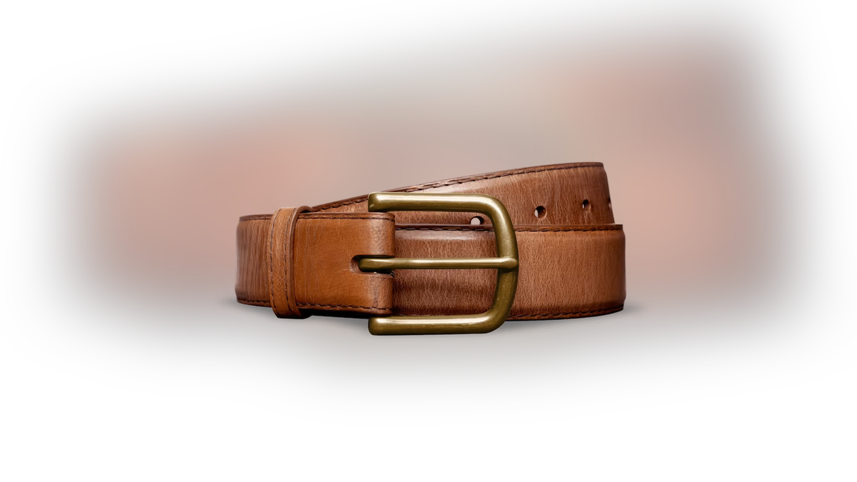 Like marble, no two cuts of this leather belt are the same.