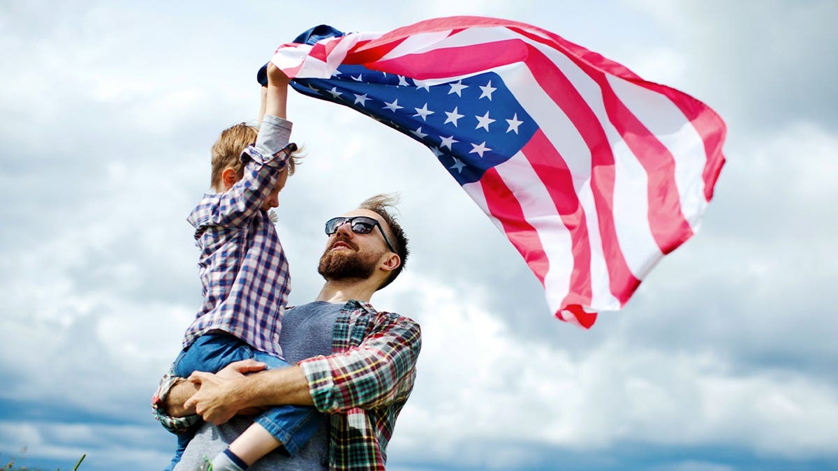FATHER SON AMERICAN FLAG