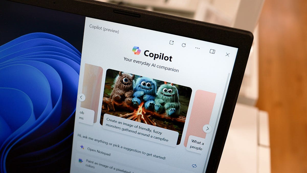 Laptop open to Copilot.