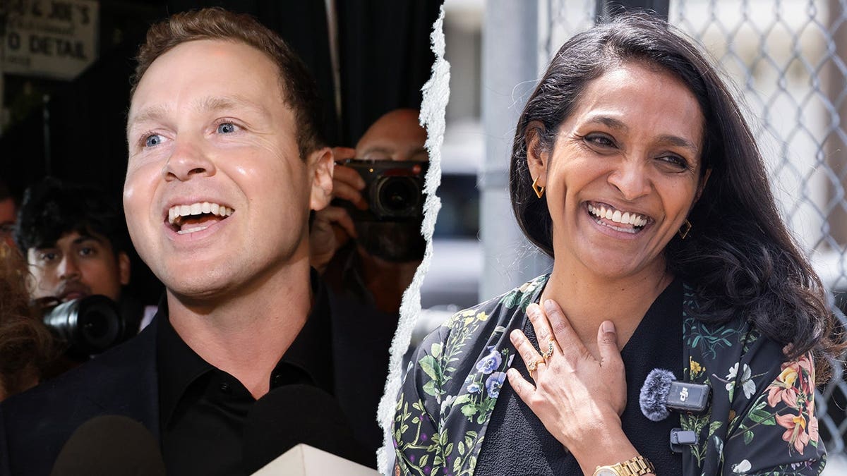 A split of Los Angeles mayoral candidates Spencer Pratt and Nithya Raman