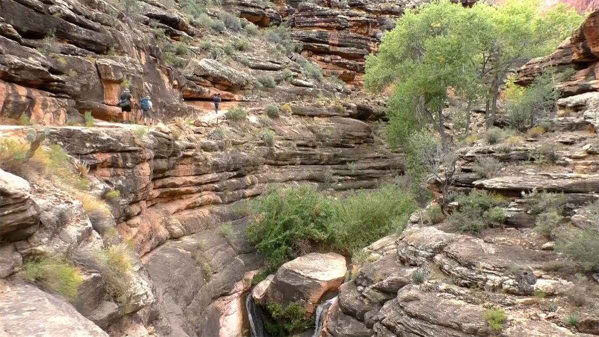 The Tapeats Narrows ao longo da Bright Angel Trail, aproximadamente uma milha ao norte dos Jardins Havasupai.