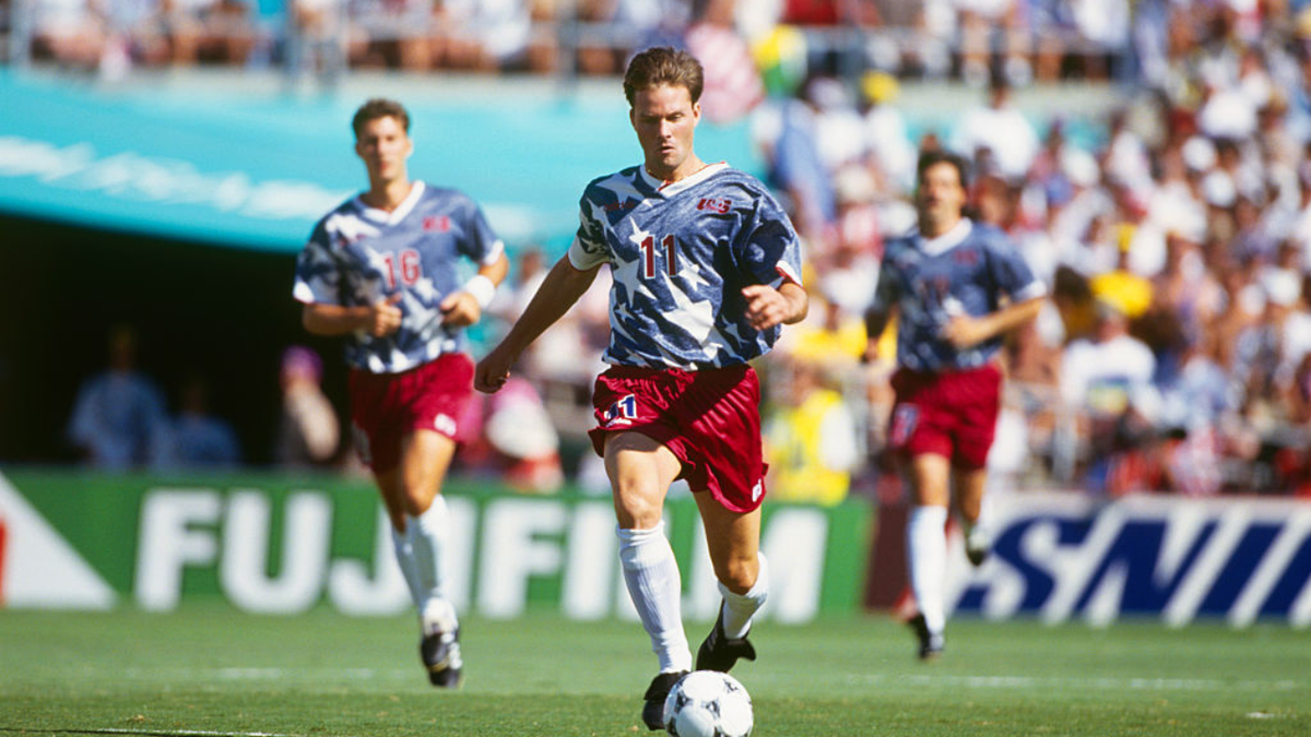 Eric Wynalda in action during a 1994 FIFA World Cup match against Romania
