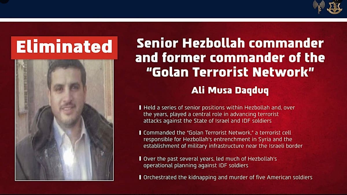 an IDF poster explaining the elimination of terrorist Ali Musa Daqduq